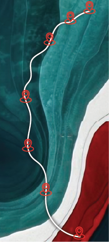 Mapa trasy splavu Dunaja s Red Rock River