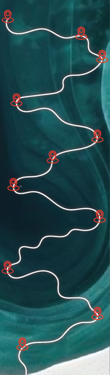 Mapa trasy splavu Malého Dunaja s 12 zastávkami